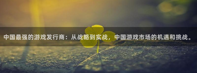 新宝GG平台登录入口官网：中国最强的游戏发行商：从战略到实战，中国游戏市场的机遇和挑战。